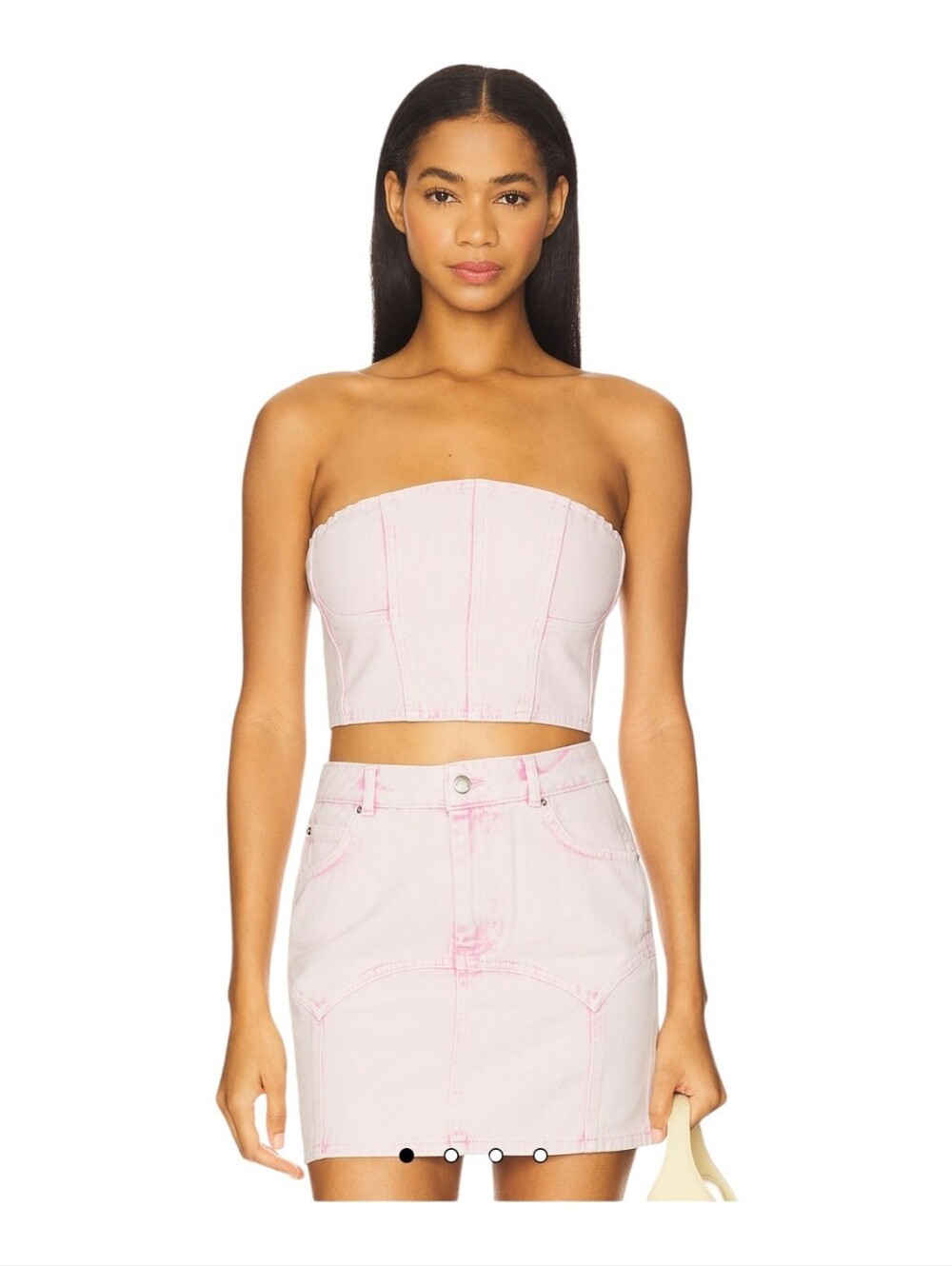 Fleur du Mal Colored Denim Bustier Top in Acid Pink Denim NWT Size 4 $245